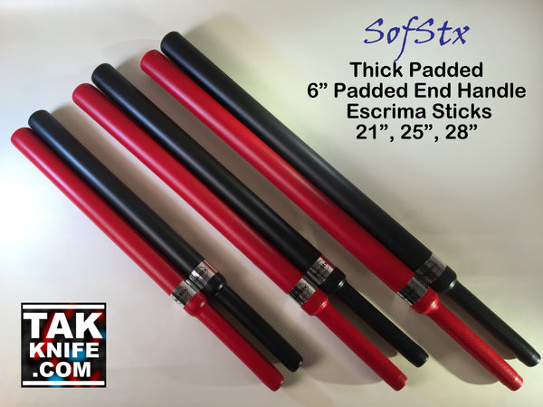 SofStx Padded Thick Escrima Sticks with 6" Handle & Hollow or Nylon Core